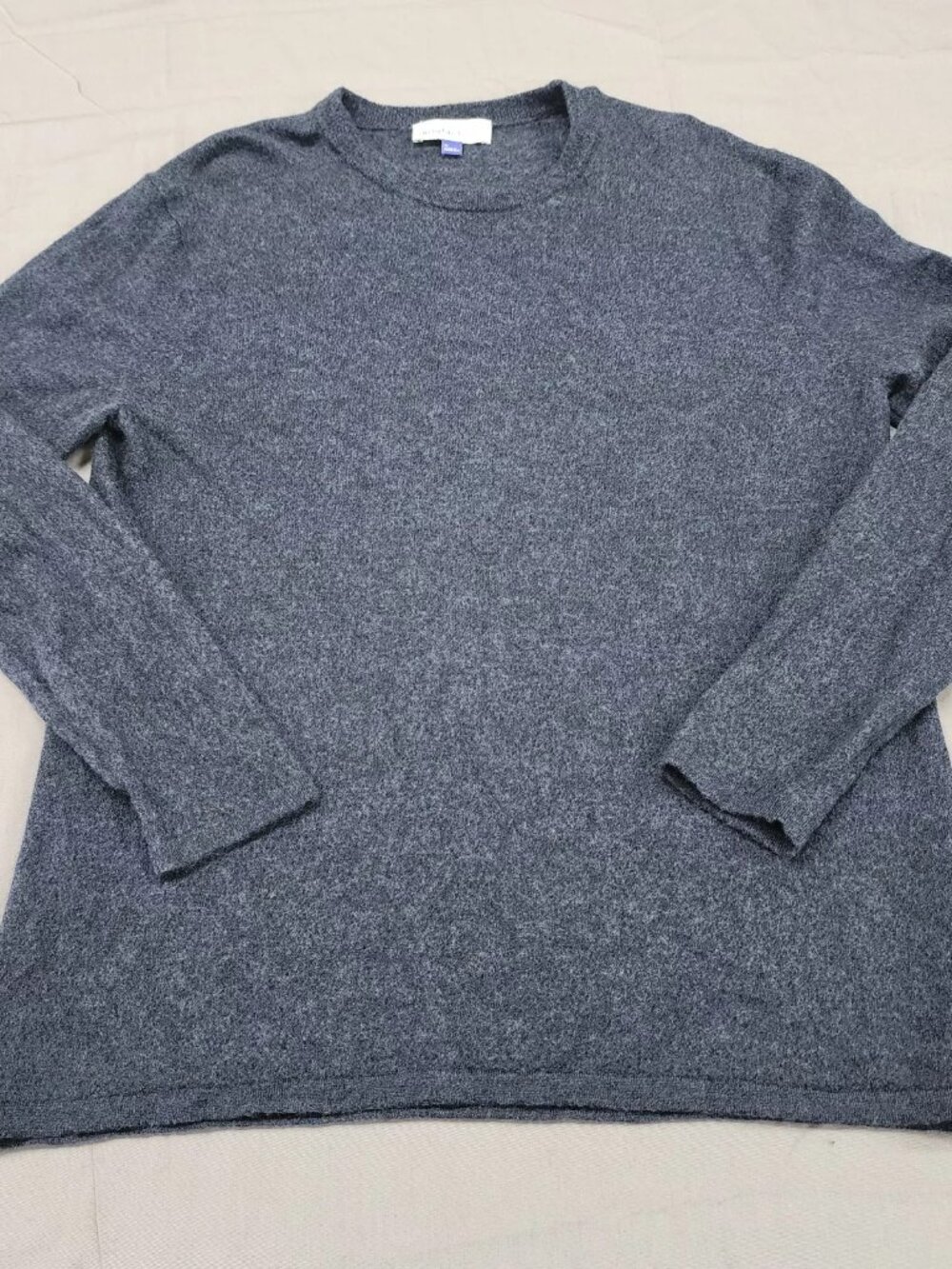Artefact Men XL Crew Neck Pullover Sweater Navy Blue Heathered Merino Wool